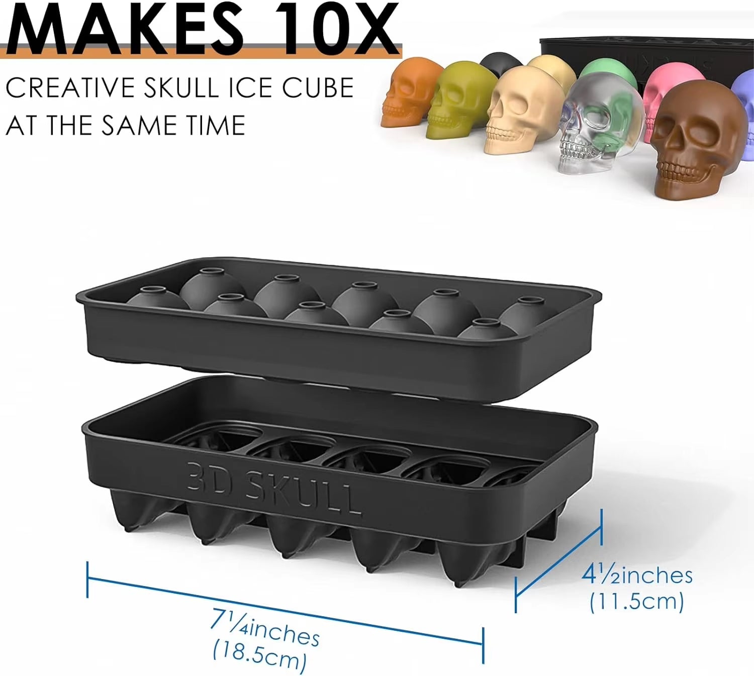 10-Piece Skull Silicone Ice Cube Mould