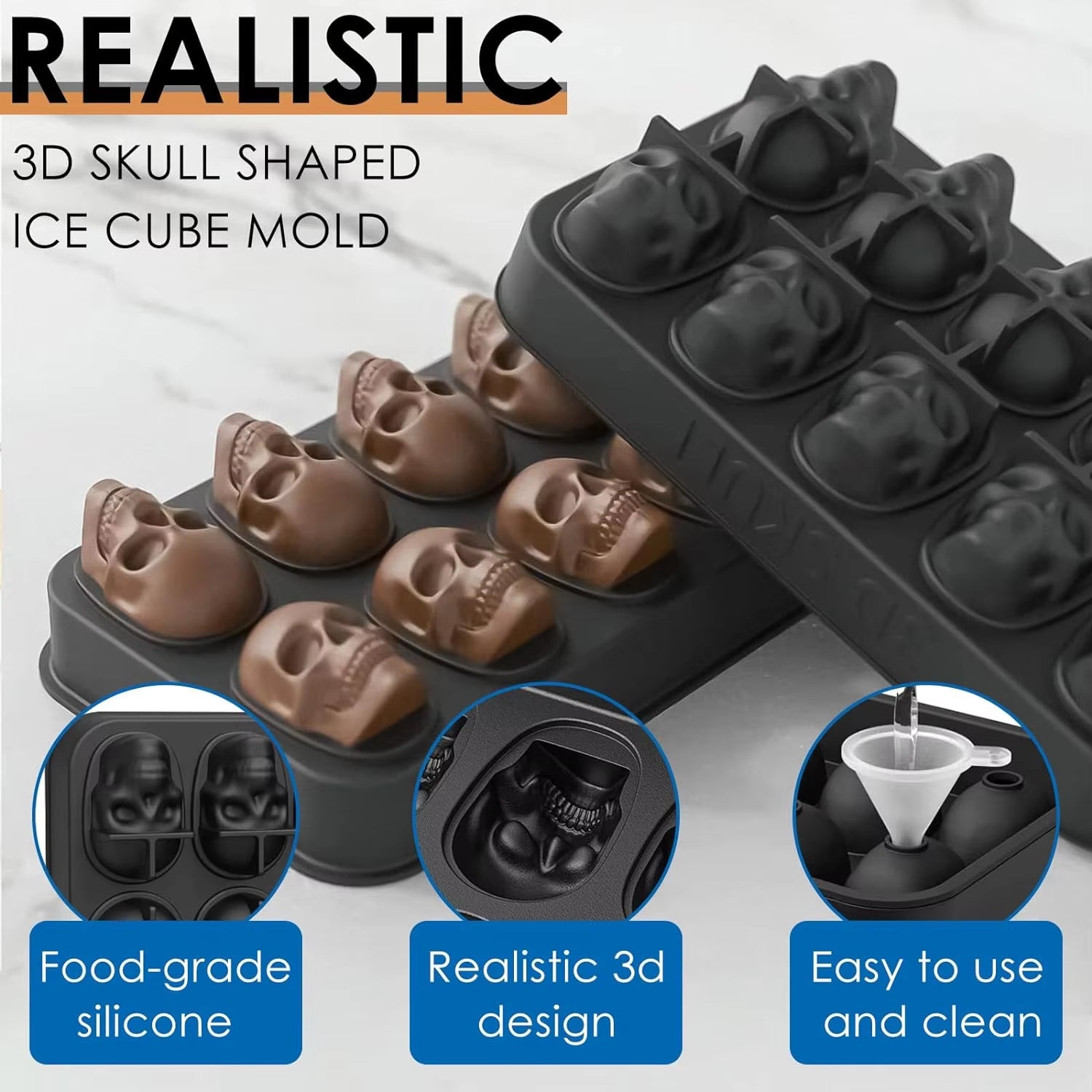 10-Piece Skull Silicone Ice Cube Mould