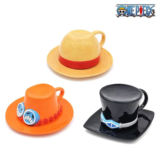 One Piece Mug Water Cup Cosplay Creative Three Brothers Hat Shaped Coffee Cup Anime Chopper Ace Sabo Ceramic Cup for Parties